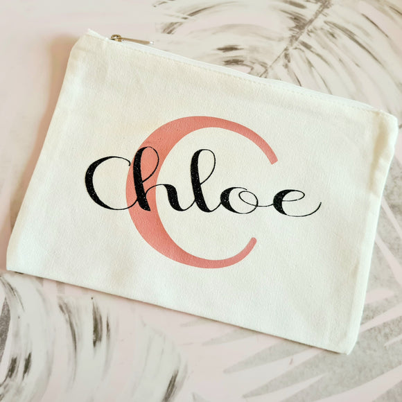 Rose Gold Initial Make Up Bag