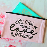 Pink Canvas Passport Pouch