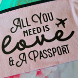 Pink Canvas Passport Pouch